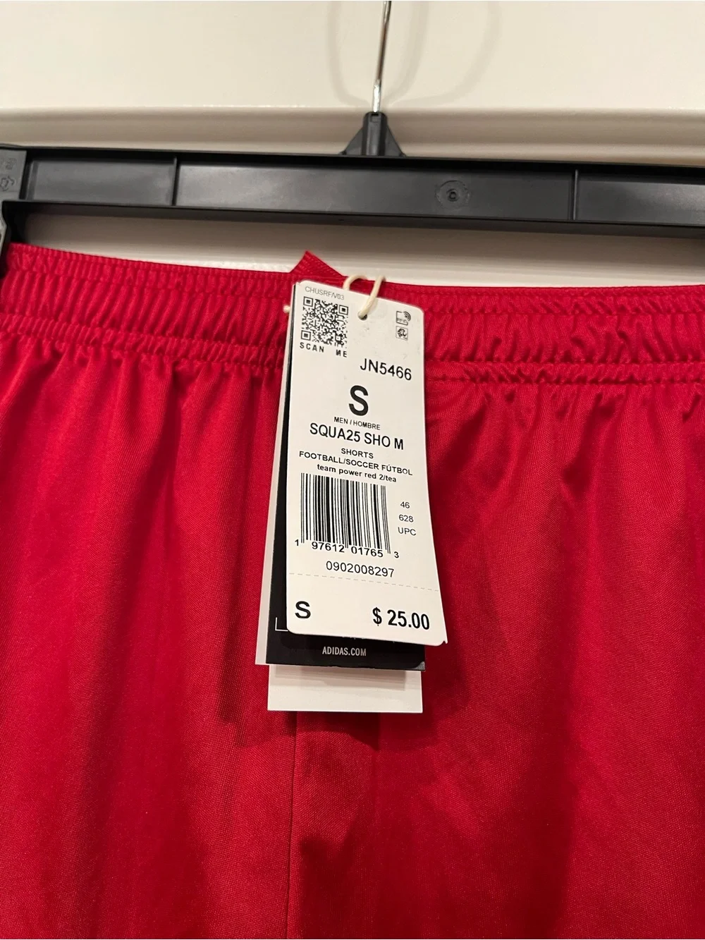 adidas Red Drawstring Athletic Shorts with White Logo Tag